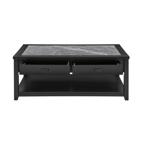 Garvine Gray Stone Top Cocktail Table with Casters