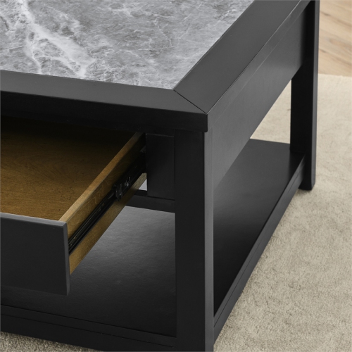 Garvine Gray Stone Top Cocktail Table with Casters
