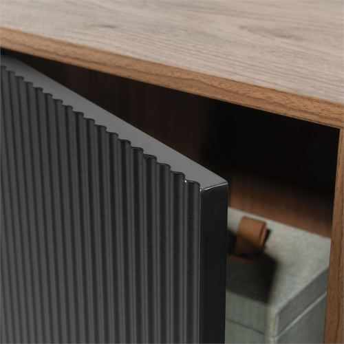 Sauder Ambleside Engineered Wood/Metal Storage Cabinet in Serene Walnut