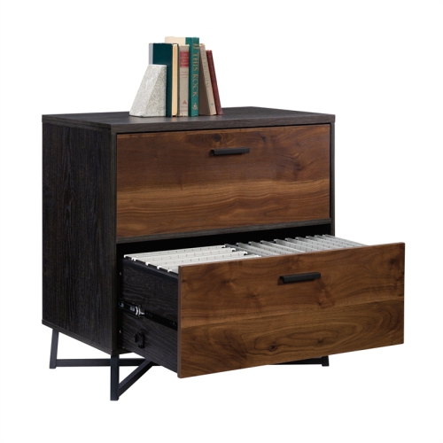 Sauder Canton Lane Engineered Wood/Metal Lateral File in Brew Oak