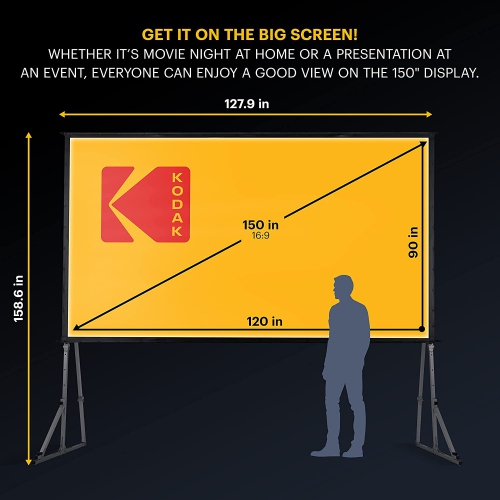 Kodak – Écran de projecteur portatif de 150 po avec support et étui de transport