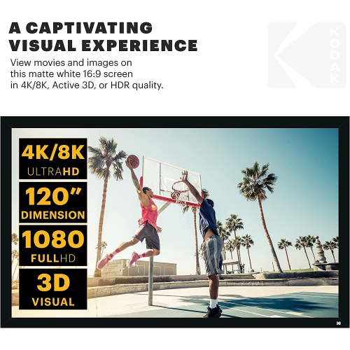 Kodak 120" Projector Screen with Black Velvet Fixed Frame & Mount Kit