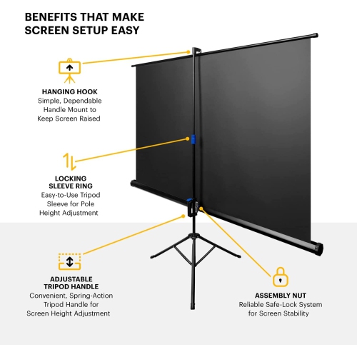 Kodak 60" Portable Projector Screen with Tripod Stand & Lightweight Carry Bag