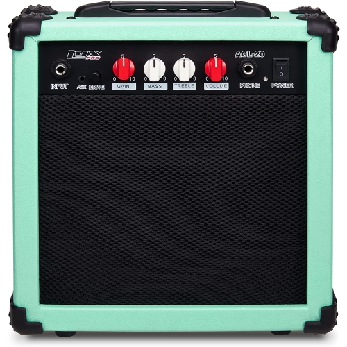 LyxPro 20 Watt Electric Guitar Amplifier with Built-in Speaker - Green
