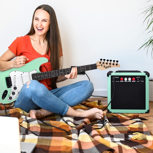 LyxPro 20 Watt Electric Guitar Amplifier with Built-in Speaker - Green