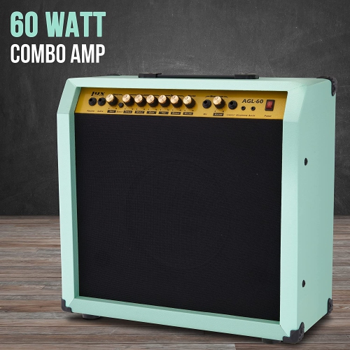 LyxPro 60 Watt Electric Guitar Amplifier with Built-in Speaker - Green