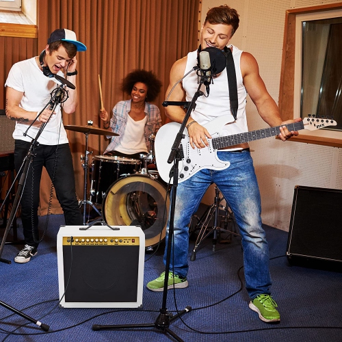 LyxPro 60 Watt Electric Guitar Amplifier with Built-in Speaker - White