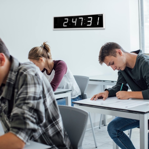 Ivation 24 inch Large Digital Wall Clock, LED Digital Clock with Timer, Alarm, and Remote, White