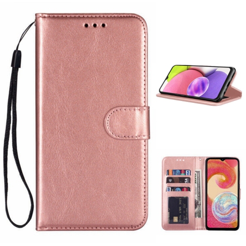 [CS] Samsung Galaxy A04E, étui folio en cuir magnétique à rabat avec fente pour carte, rose doré