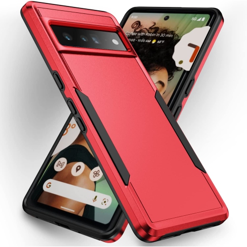 【CSmart】 Dual Layers Heavy Duty Rubber Armor Bumper Hard Case Cover for Google Pixel 7, Red