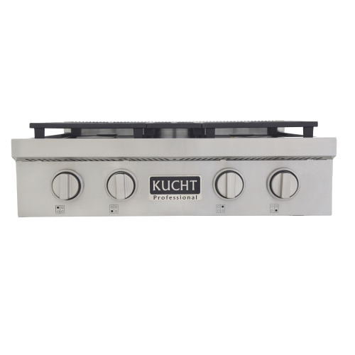 KUCHT Professional 30-inch Propane Gas Range Top with Sealed Burners in Stainless Steel with Classic Silver Knobs