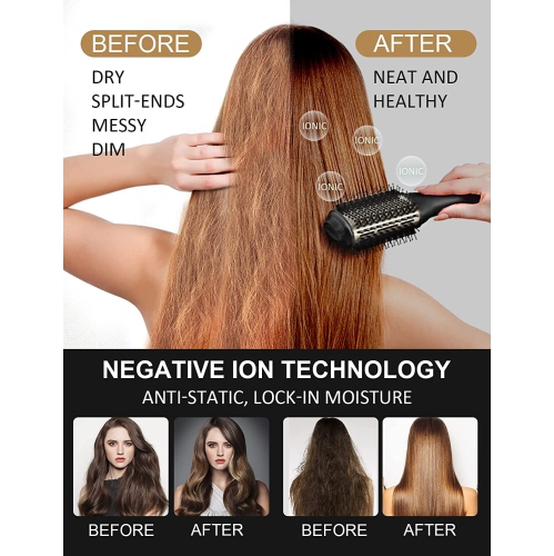 3 in 1 Hot Air Brush One Step Hair Dryer and Volumizer, Negative Ionic Hair Styler for Comb, Drying, and Straightening.
