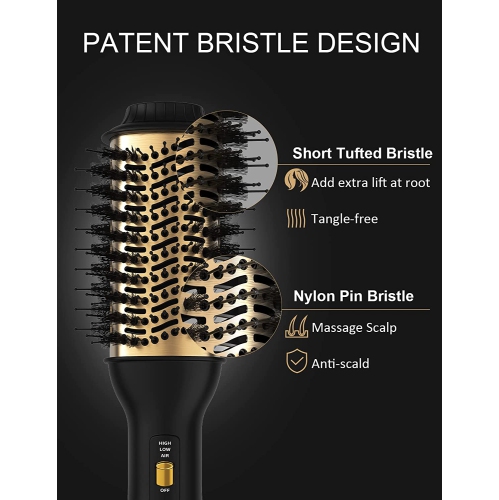 3 in 1 Hot Air Brush One Step Hair Dryer and Volumizer, Negative Ionic Hair Styler for Comb, Drying, and Straightening.