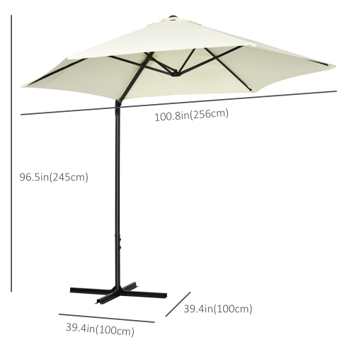 Outsunny 8.5FT Offset Patio Umbrella with 360° Rotation, Outdoor Cantilever Roma Parasol Hanging Sun Shade Canopy Shelter with Cross Base, Beige