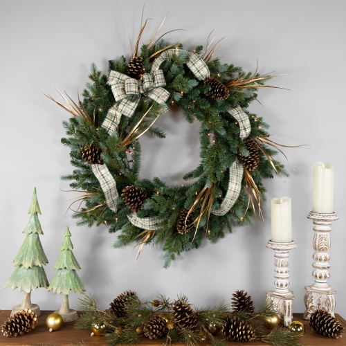 Real Touch™ Pre-Lit Blue Spruce Artificial Christmas Wreath - 48" - Clear Lights