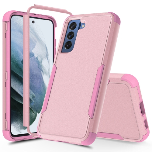 【CSmart】 Dual Layers Heavy Duty Rubber Armor Bumper Hard Case Cover for Samsung Galaxy S21 FE, Pink