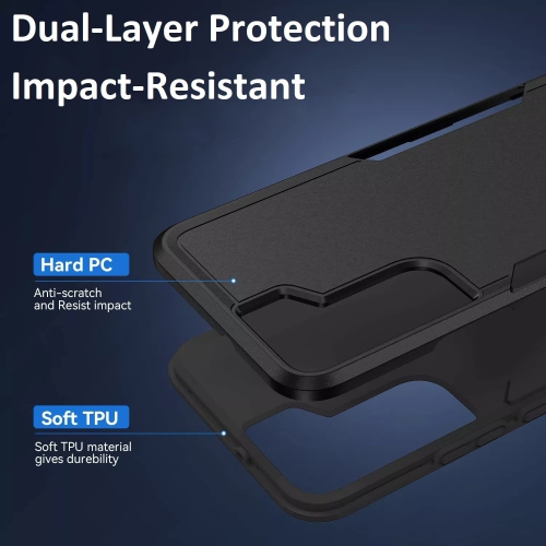 【CSmart】 Étui Coque rigide pour pare-chocs en caoutchouc résistant à deux couches pour Samsung Galaxy S21 FE, Noir