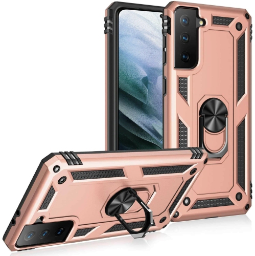 Samsung Galaxy S21 5G Case Red Military Grade 360 Degree Rotating Metal Magnetic Ring Car Mount Holder Kickstand Shockproof Heavy Duty Cover Galaxy