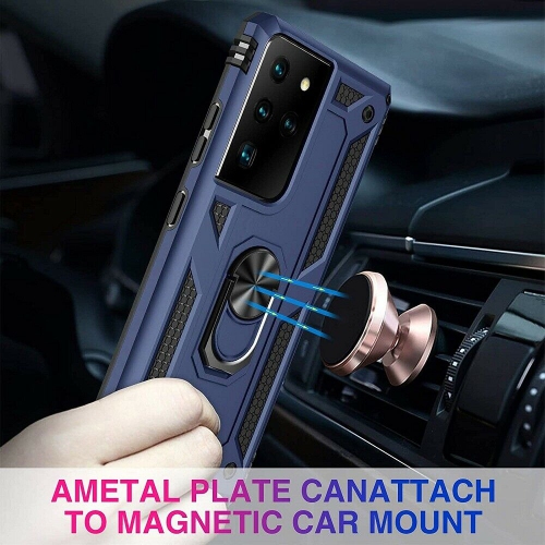 Samsung Galaxy S21 5G Case Red Military Grade 360 Degree Rotating Metal Magnetic Ring Car Mount Holder Kickstand Shockproof Heavy Duty Cover Galaxy