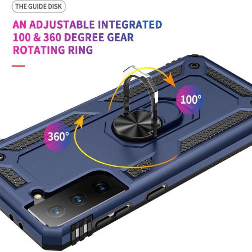 Samsung Galaxy S21 5G Case Red Military Grade 360 Degree Rotating Metal Magnetic Ring Car Mount Holder Kickstand Shockproof Heavy Duty Cover Galaxy