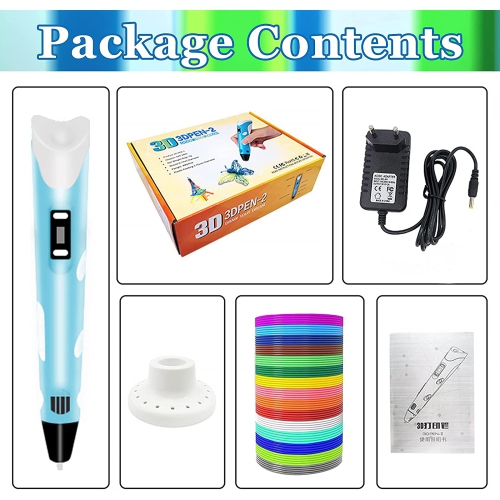 Stylo 3D pour enfants, stylo créatif d’impression et de dessin amélioré, avec des recharges de filament PLA 12 couleurs et un chargeur