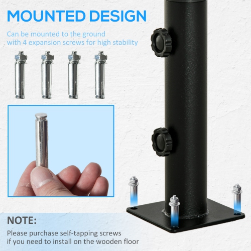 Outsunny Deck Mount Umbrella Holder, Outdoor Umbrella Base Stand for Deck, Dock, Patios Garden, Pontoon and Backyard, Black