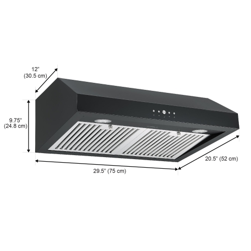 Ancona 30" Ducted Under Cabinet Range Hood in Black