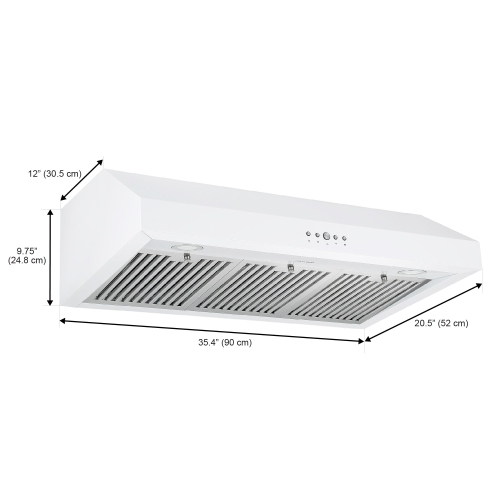 Ancona 36" 440 CFM Ducted Under Cabinet Range Hood in White