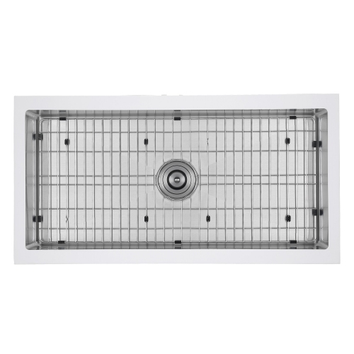 Image 1 of 8.. Ancona Undermount 36" Single Bowl Farmhouse Apron Front Kitchen Sink in White and Stainless Steel