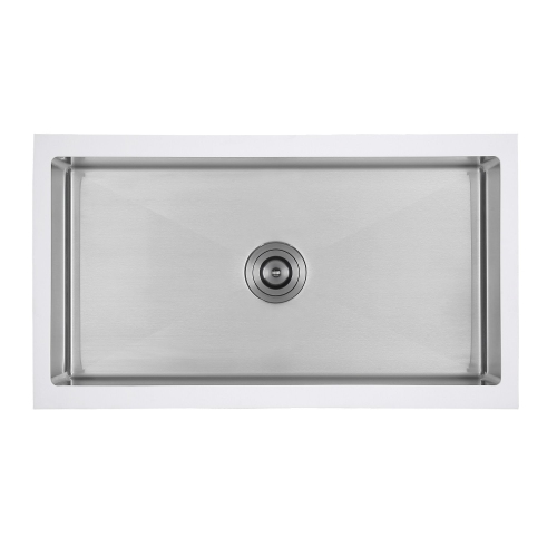 Ancona Undermount 33" Single Bowl Farmhouse Apron Front Kitchen Sink in White and Stainless Steel