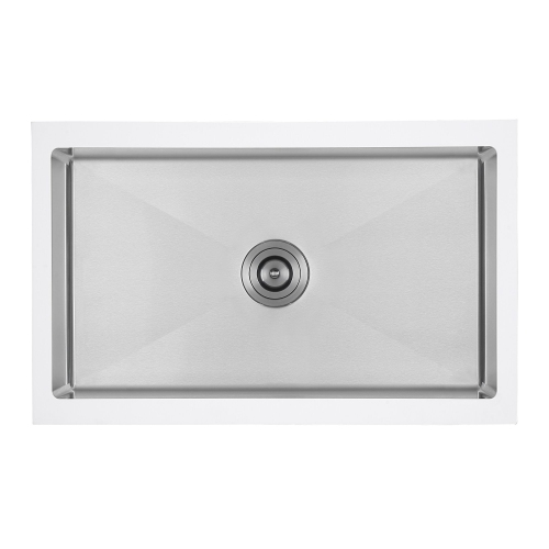 Ancona Undermount 30" Single Bowl Farmhouse Apron Front Kitchen Sink in White and Stainless Steel