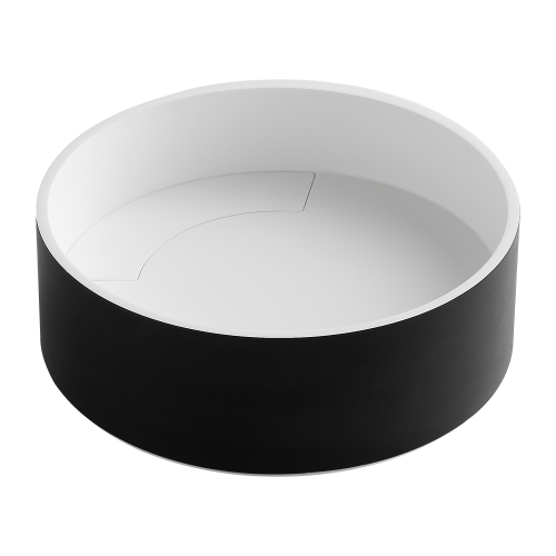 ANCONA  Round Pure Acrylic Stone Vessel Bathroom Sink In Matte And Matte Black In White