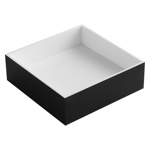 Ancona Square Pure Acrylic Stone Vessel Bathroom Sink in Matte White and Matte Black