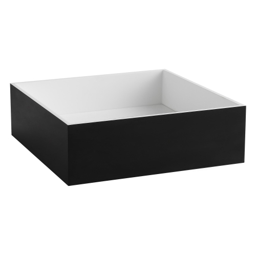 Ancona Square Pure Acrylic Stone Vessel Bathroom Sink in Matte White and Matte Black