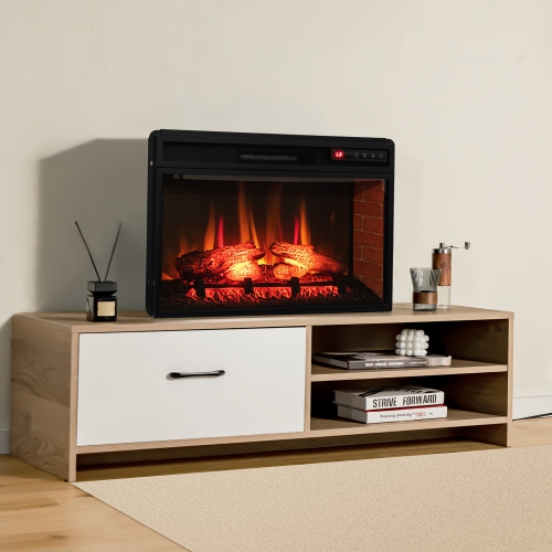 Gymax 1400W 26 Inch Electric Fireplace Insert 4777 BTU Recessed Freestanding Fireplace w/ Remote