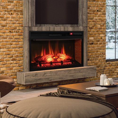 Gymax 1400W 26 Inch Electric Fireplace Insert 4777 BTU Recessed Freestanding Fireplace w/ Remote