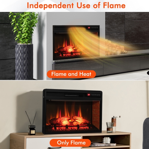 Gymax 1400W 26 Inch Electric Fireplace Insert 4777 BTU Recessed Freestanding Fireplace w/ Remote