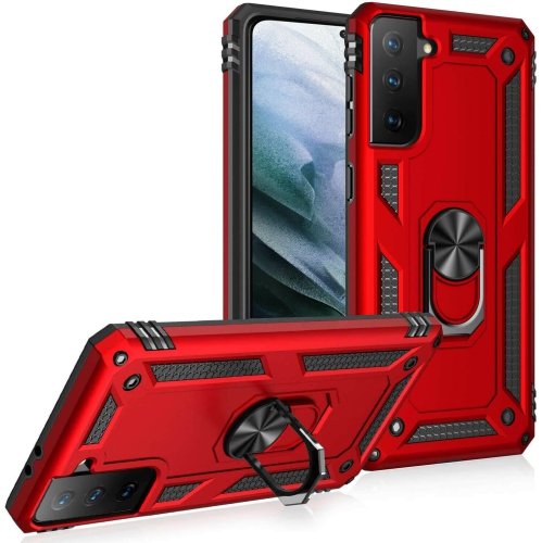 Étui/support/support magnétique en métal pivotant à 360 degrés pour l’auto Galaxy S21 plus 5G de Samsung - Rouge militaire béquille robuste