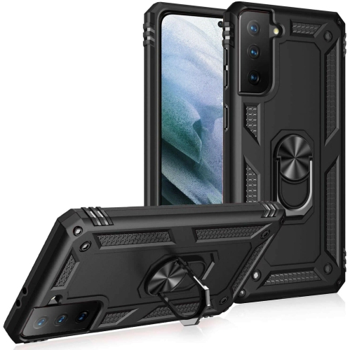 Samsung Galaxy S21 Plus 5G Case Red Military Grade 360 Degree Rotating Metal Magnetic Ring Car Mount Holder Kickstand Shockproof Heavy Duty Cover