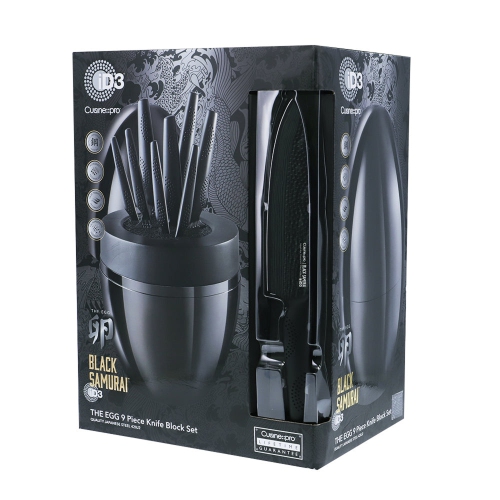iD3® BLACK SAMURAI™ THE EGG 9-Piece Knife Block