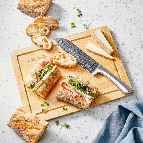 Damashiro® Santoku 17cm 6.5" & Board 25.5x35cm 10x13.5in