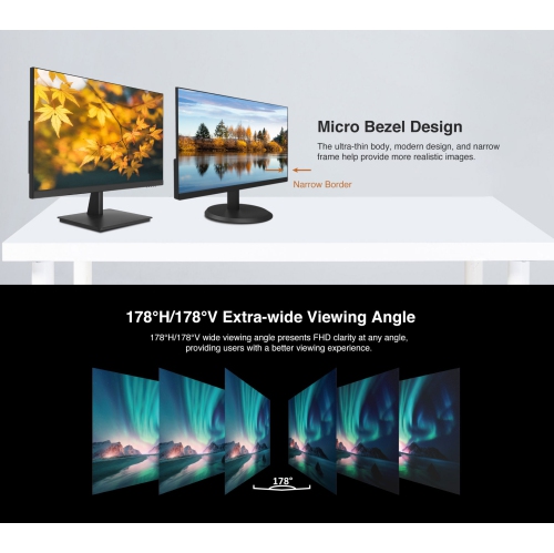 SecurLink 22" 1080p LED Monitor – 100Hz, 5ms, Built-in Speakers, 178° Wide View, 24/7 Surveillance Use