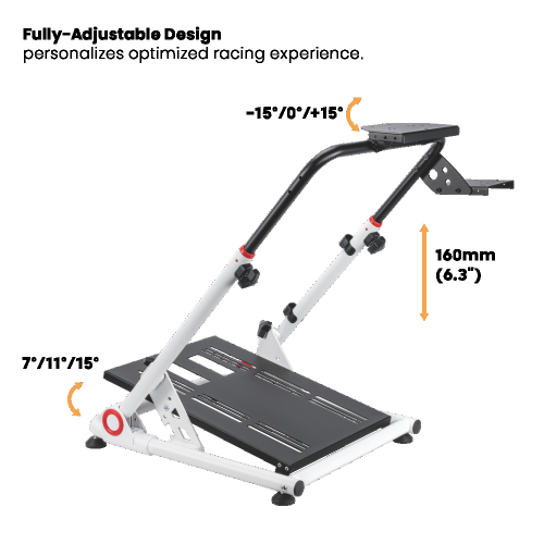 Boost SWS-07 Premium Foldable Height Adjustable Racing Steering Wheel Stand for Gamers - Supports Fanatec, Logitech & Thrustmaster (White)