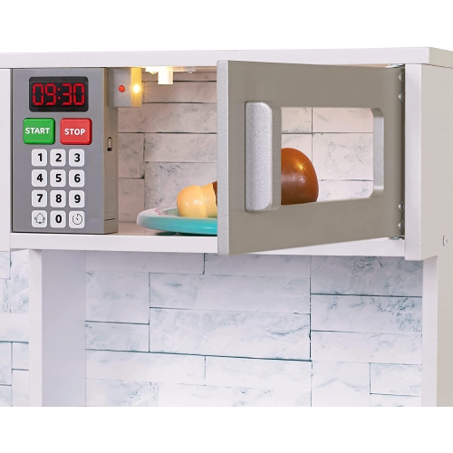 Lil' Jumbl Kitchen Set for Kids, Pretend Wooden Play Kitchen Set, Realistic Sound & More - White