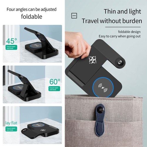 15W Dock Charging Station 3-in-1 Foldable Stand for iPhone 17/16/15/14/13/12/11 for Android Phones S25/S23 Galaxy Watch 6/5/ Pro/4/3 for AirPods