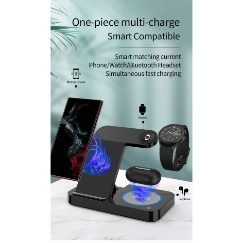 15W Dock Charging Station 3-in-1 Foldable Stand for iPhone 17/16/15/14/13/12/11 for Android Phones S25/S23 Galaxy Watch 6/5/ Pro/4/3 for AirPods