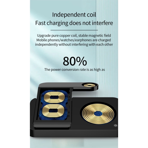 15W Dock Charging Station 3-in-1 Foldable Stand for iPhone 17/16/15/14/13/12/11 for Android Phones S25/S23 Galaxy Watch 6/5/ Pro/4/3 for AirPods