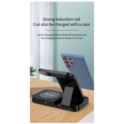 15W Dock Charging Station 3-in-1 Foldable Stand for iPhone 17/16/15/14/13/12/11 for Android Phones S25/S23 Galaxy Watch 6/5/ Pro/4/3 for AirPods