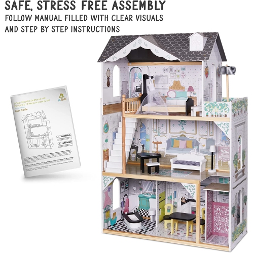 Lil Jumbl maison à roues en bois à 3 étages avec ascenseur et 12 pièces