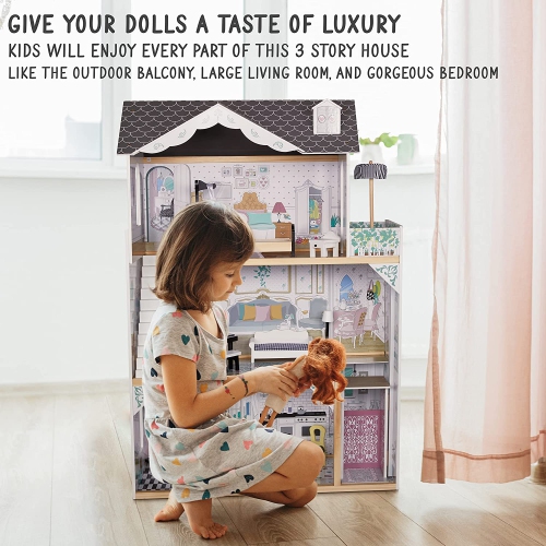 Lil Jumbl maison à roues en bois à 3 étages avec ascenseur et 12 pièces